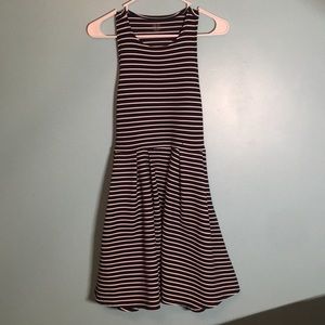 Navy blue dress with an open back